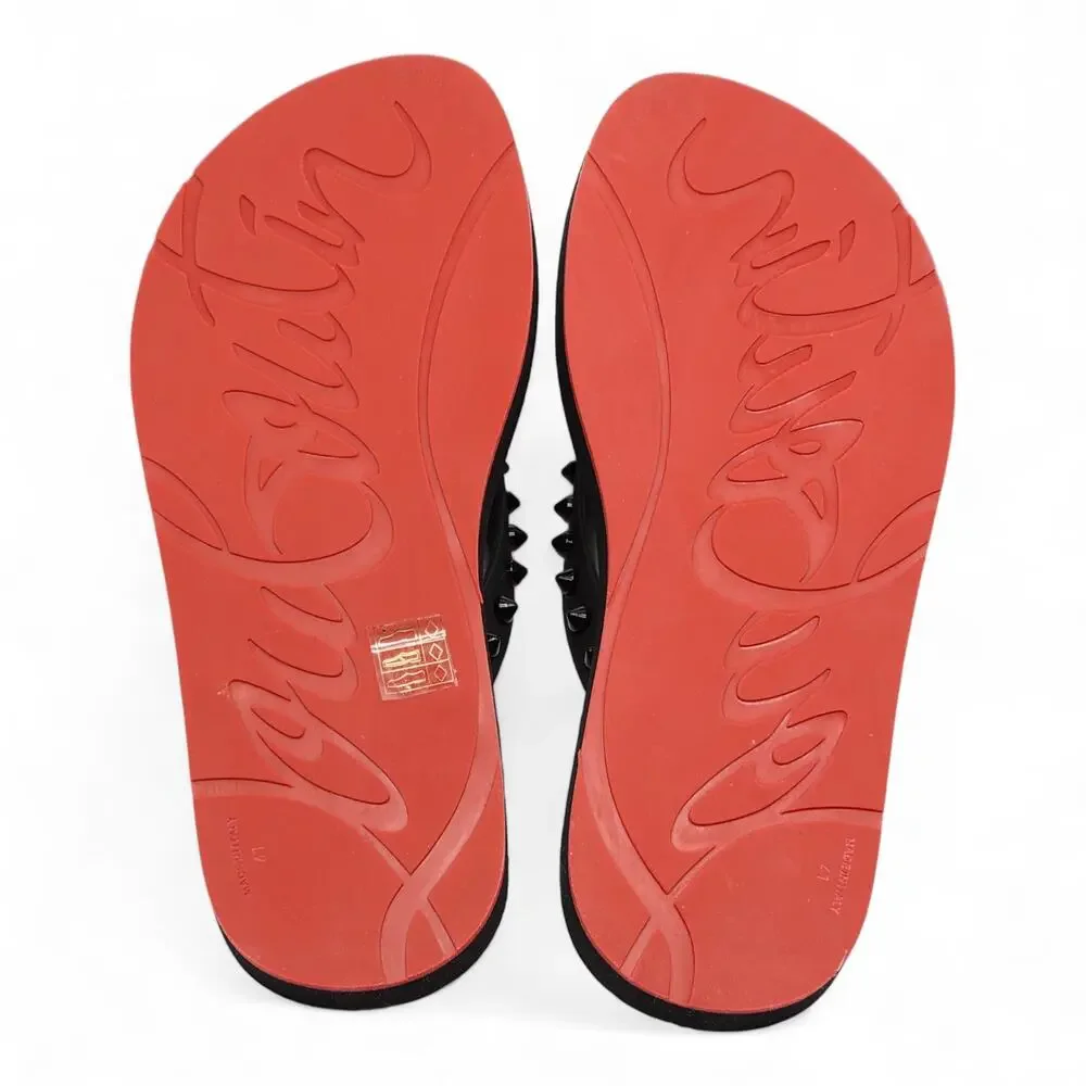 Christian Louboutin Loubi Flip Studded Flip Flops in Black - Picture 8 of 16